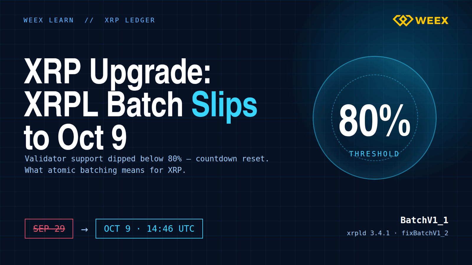 Mise à jour de l’upgrade XRP : Batch sur XRPL reporté au 9 octobre et changements prévus