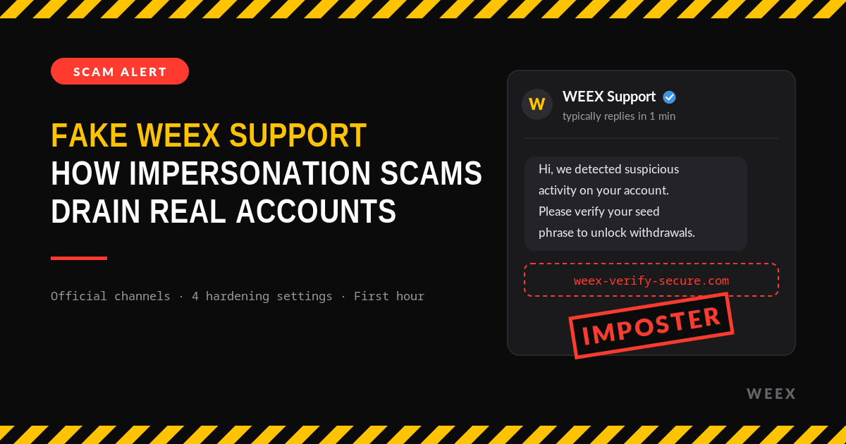 Faux support WEEX : Comment les arnaques à l'usurpation d'identité vident les comptes réels