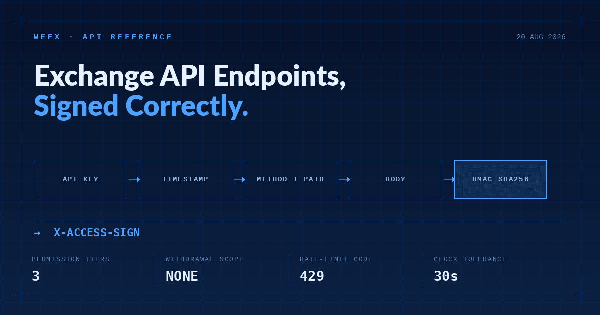 API d'échange crypto : autorisations, signature et limites de débit