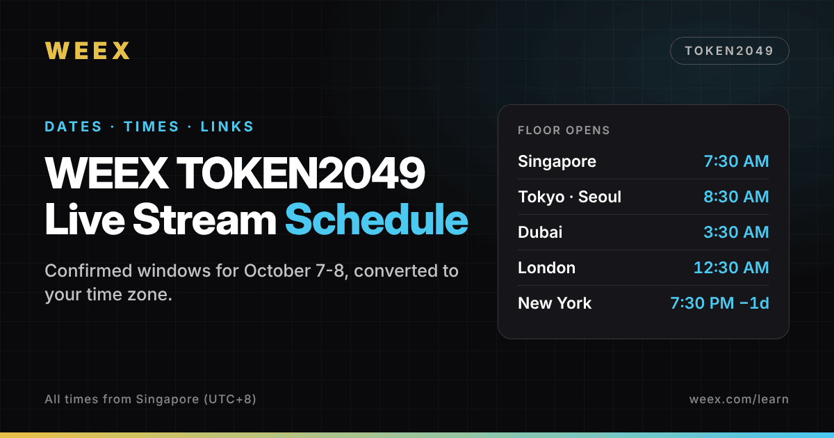 Horario de la retransmisión en directo de WEEX TOKEN2049: fechas, horas y enlaces