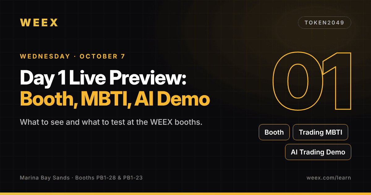 Avance en directo del día 1 de WEEX TOKEN2049: stand, MBTI y demo de IA