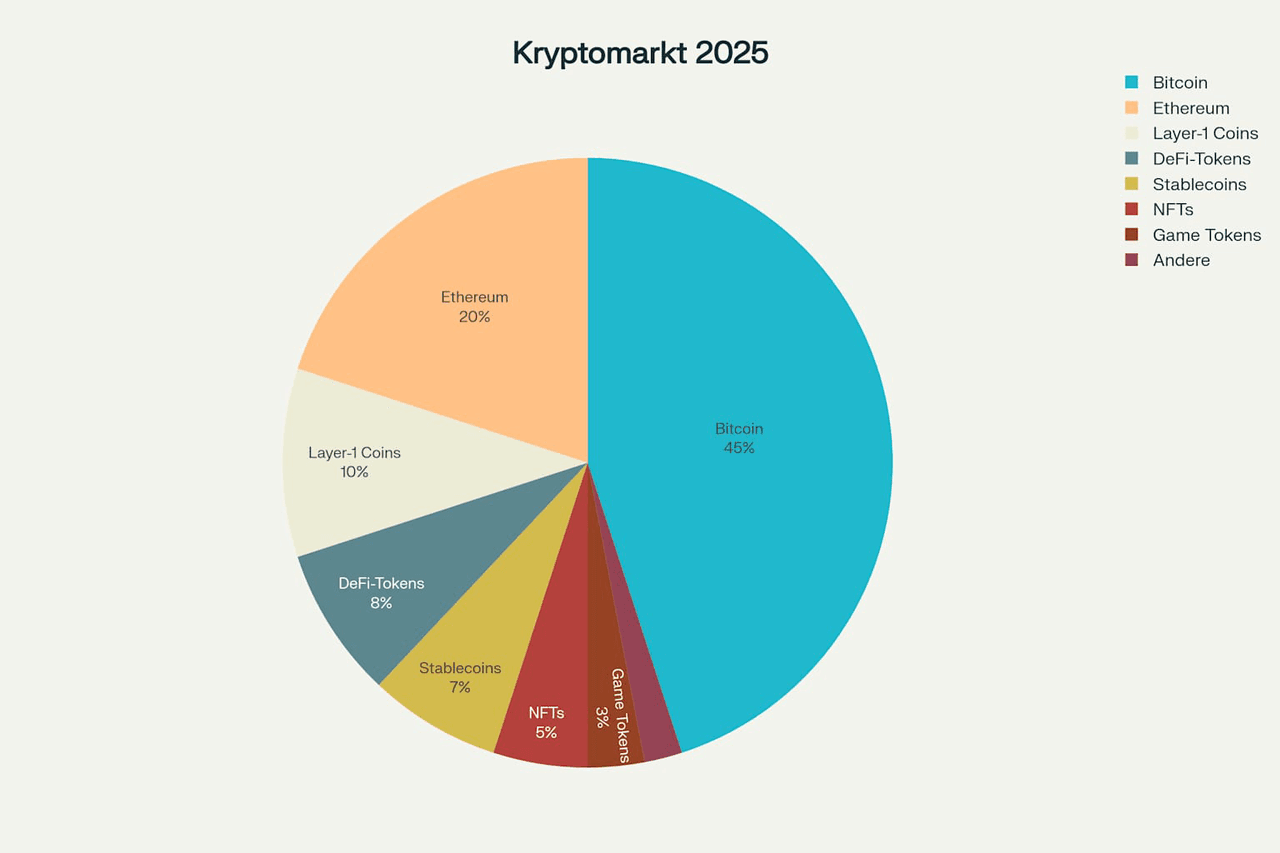 Capitalización de mercado en el mercado cripto 2025: distribución entre monedas y tipos de tokens