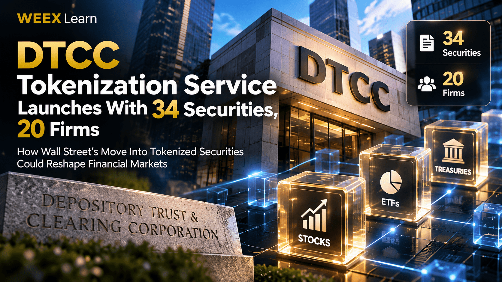 DTCC Tokenization Service Launches With 34 Securities: Why 20 Wall Street Firms Matter