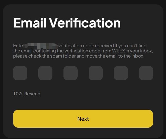 Vérification par e-mail WEEX
