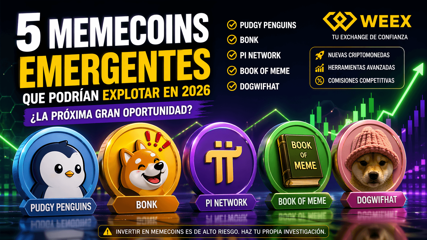 5 memecoins emergentes en 2026: ¿Oportunidad real o expectativa falsa?