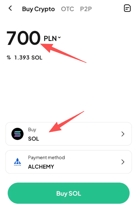 ステップ2: WEEX OTCでPLNでSOLを購入するには? アプリのバージョン