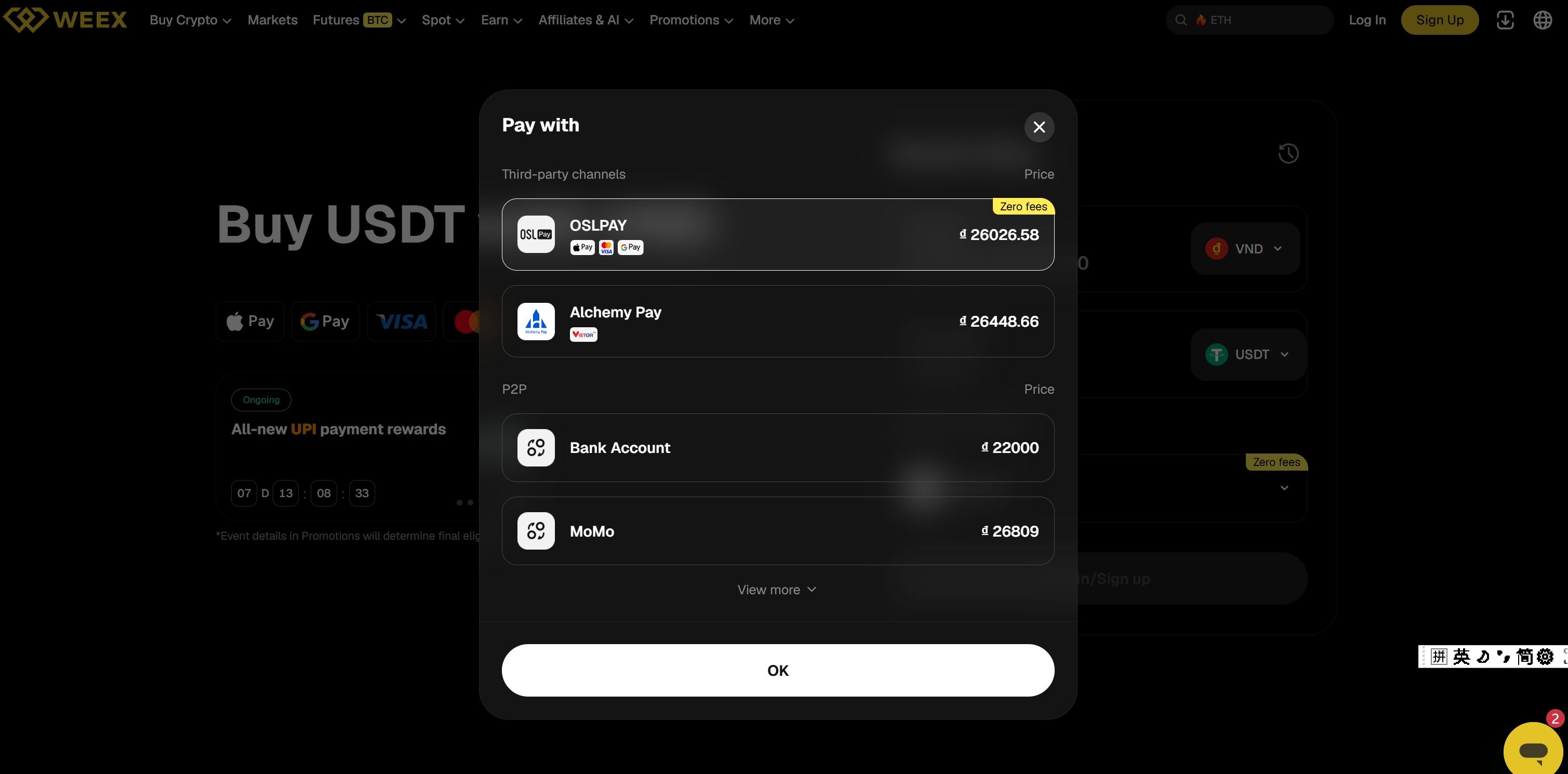 USDT mit VND kaufen