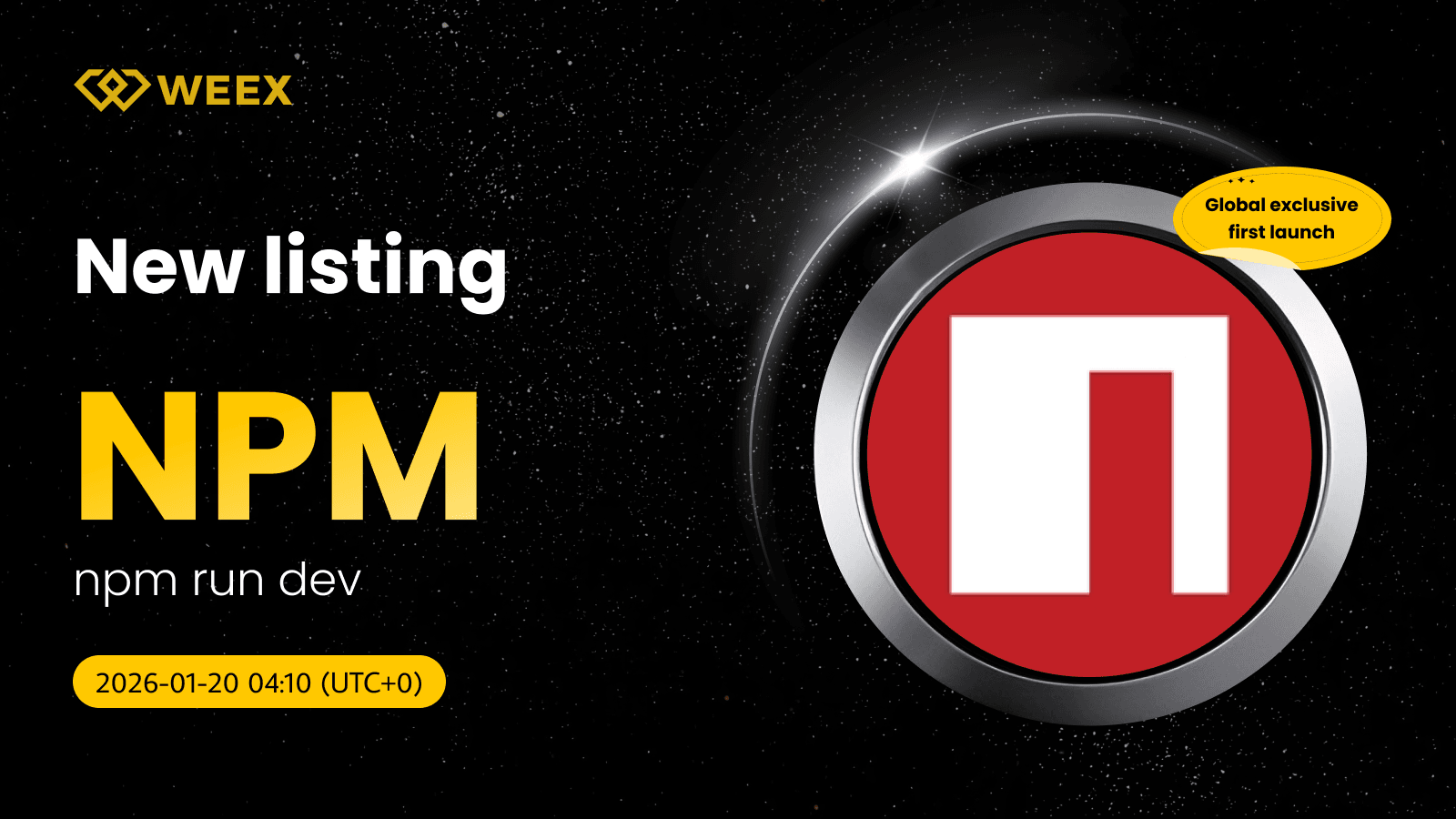 Paire NPM USDT : le token npm run dev (NPM) est listé sur WEEX