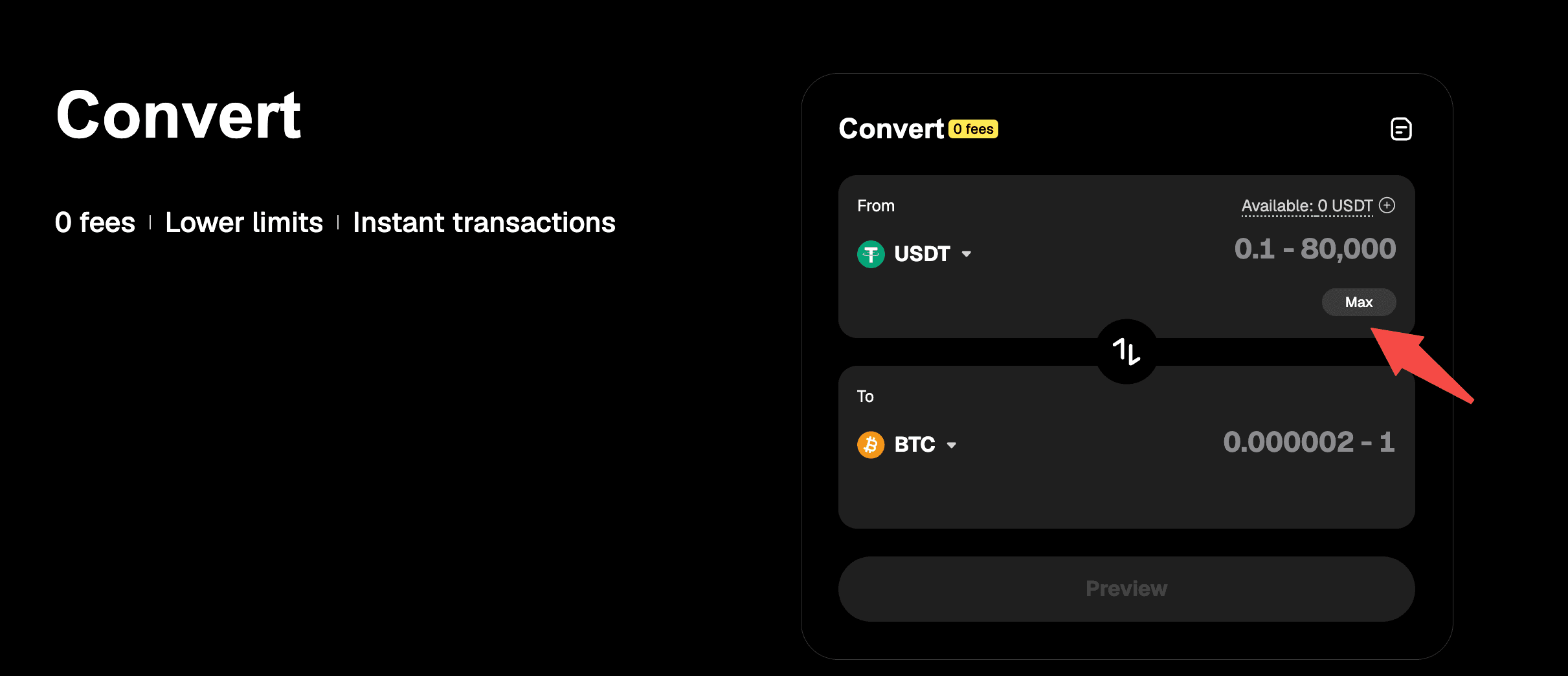 Come funziona il pulsante Max su WEEX Convert