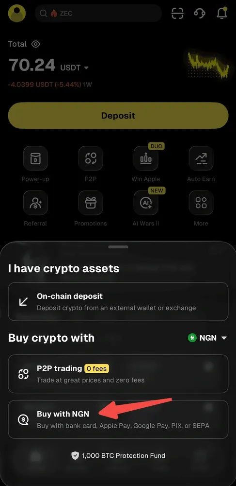 How to Buy USDT With NGN on the WEEX App 2