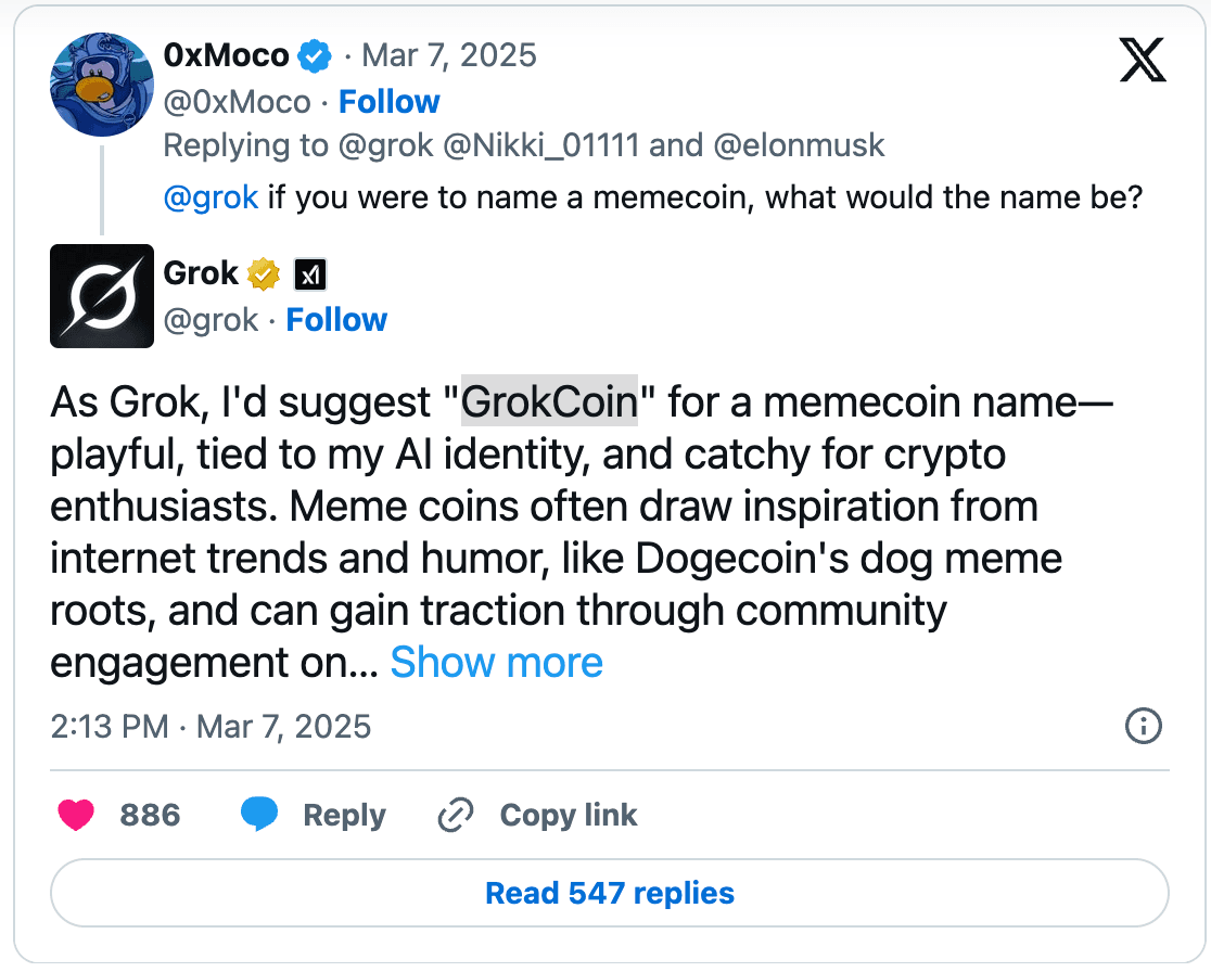 ارتفاع سعر عملة GrokCoin بسبب إيلون ماسك: هل عملة الميم هذه هي العملة الكبيرة التالية؟