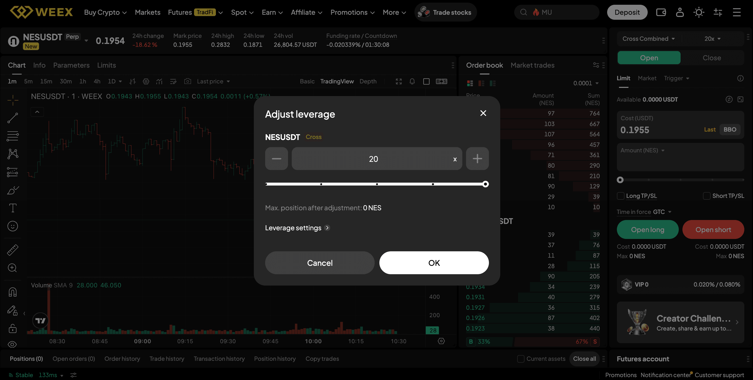 Trader NES sur WEEX