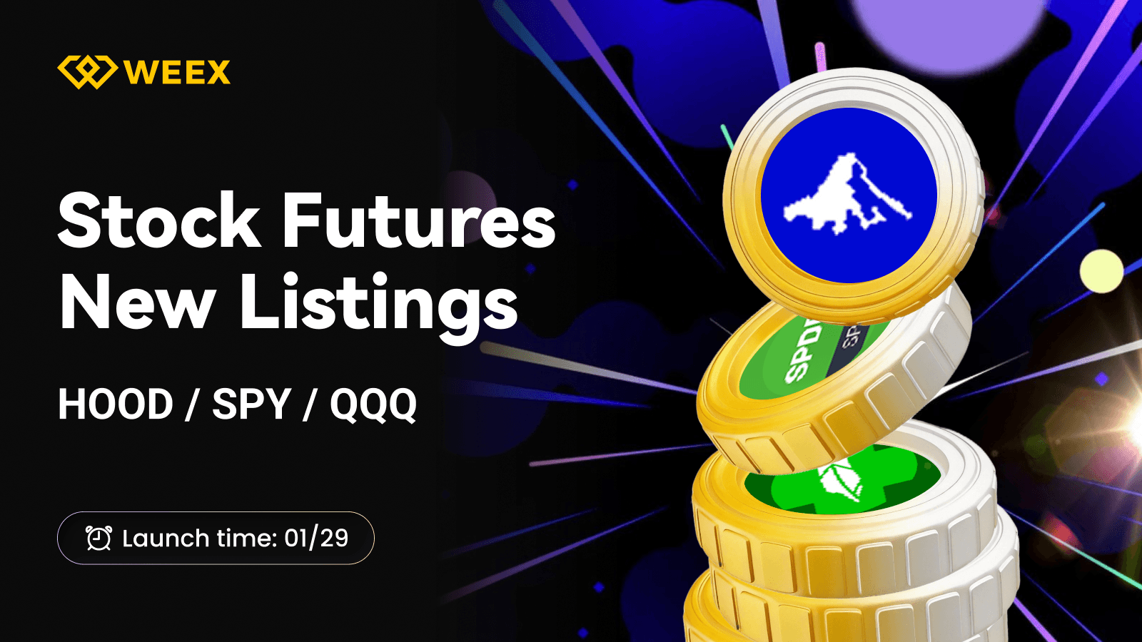 WEEXはHOOD、SPY、QQQ USDT先物契約をリストしています
