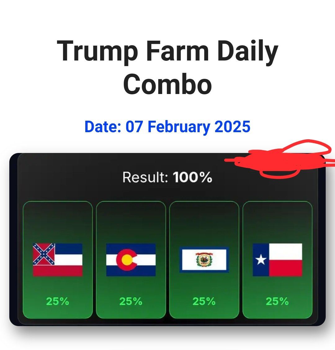 【最新更新】Trump Farm 每日组合 2025年2月7日更新