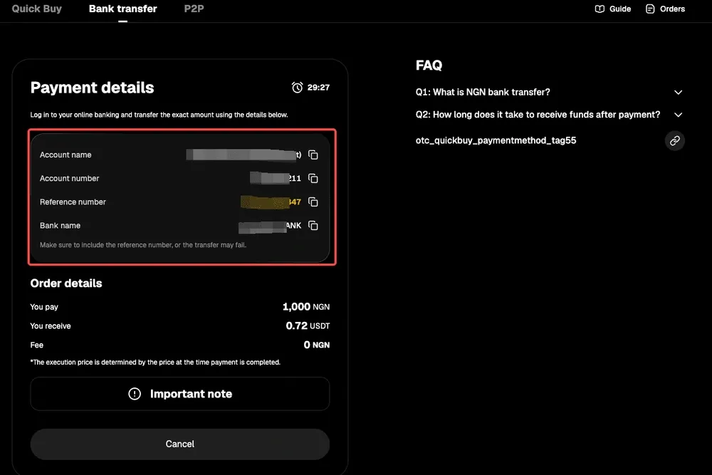 WEEX will then provide the bank transfer details