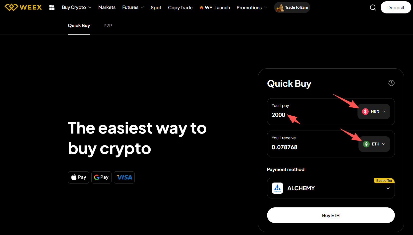什么是WEEX OTC,如何在WEEX OTC上用HKD买入ETH?