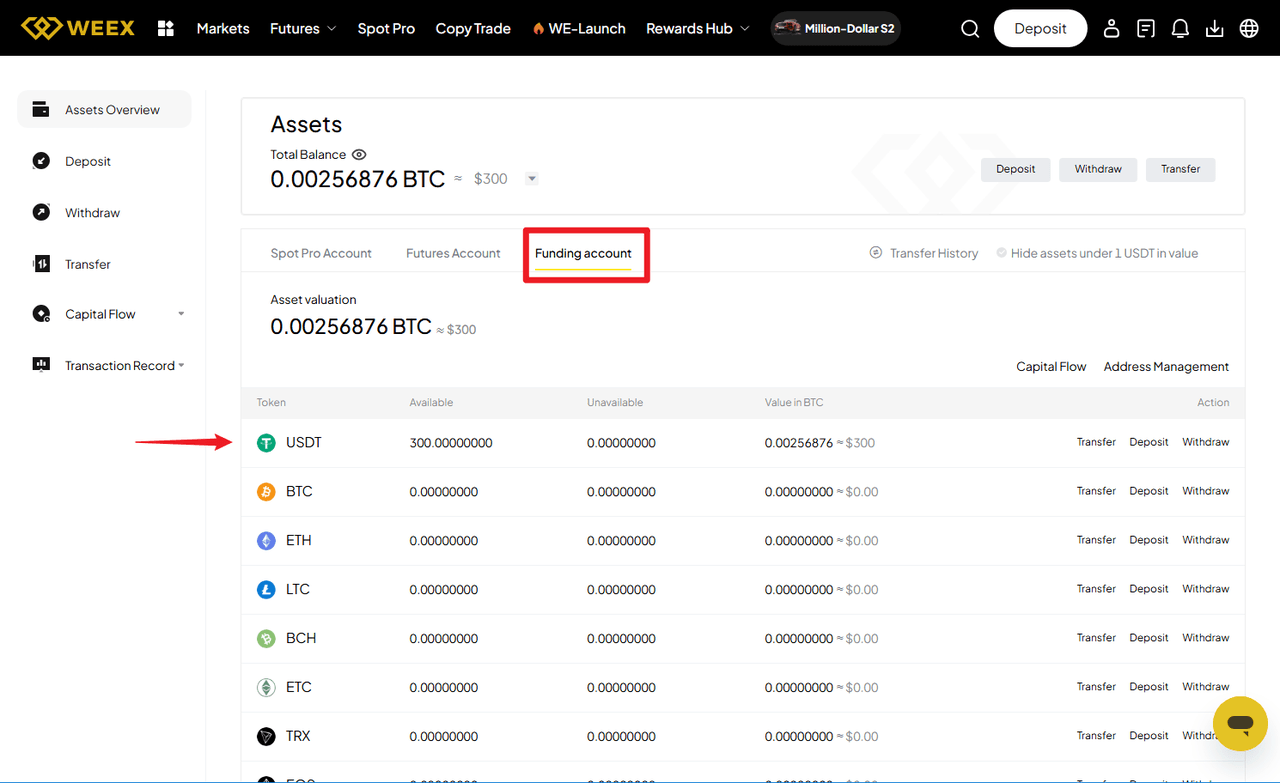 acheter usdt via weex p2p 3.PNG