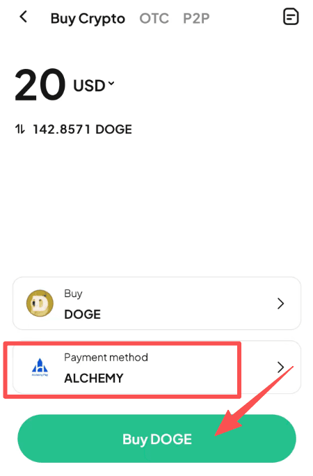 ステップ4: DOGEをWEEX OTCで米ドルで購入する方法 アプリのバージョン