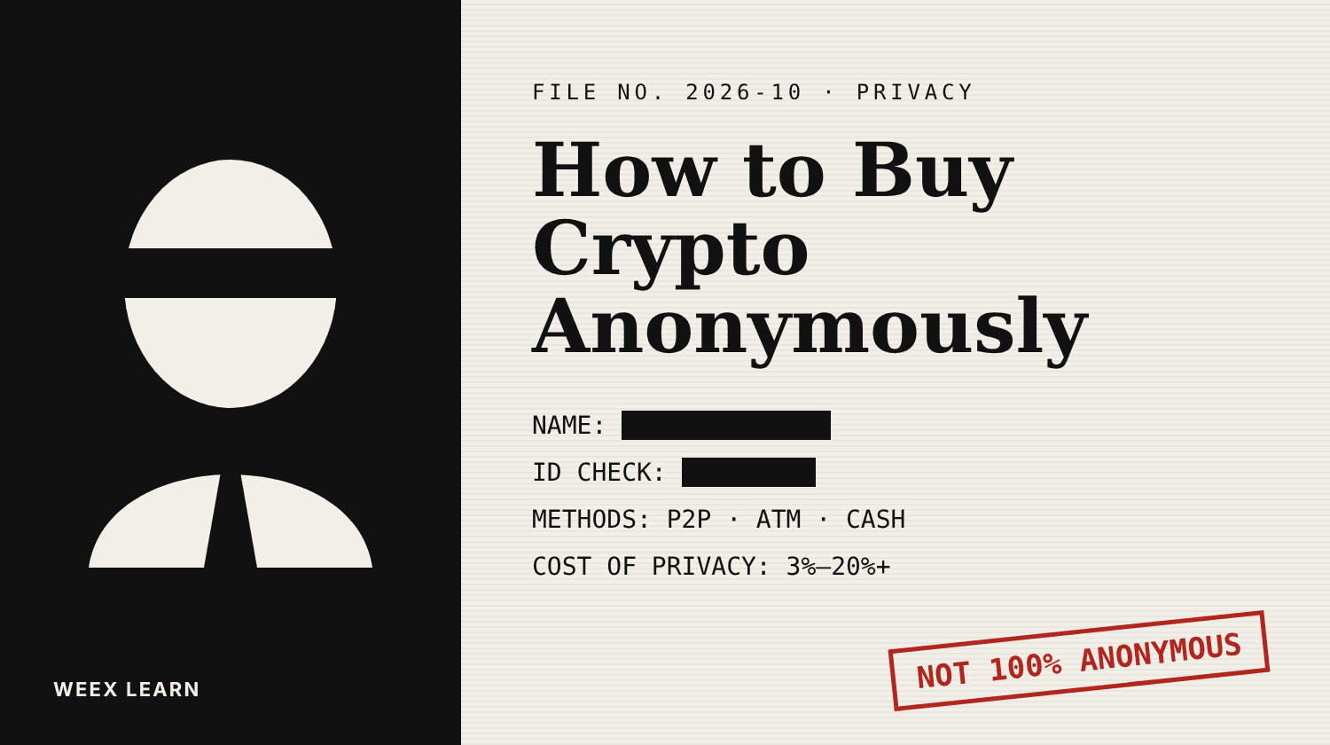 Cómo comprar criptomonedas de forma anónima: 5 métodos, costes reales y límites