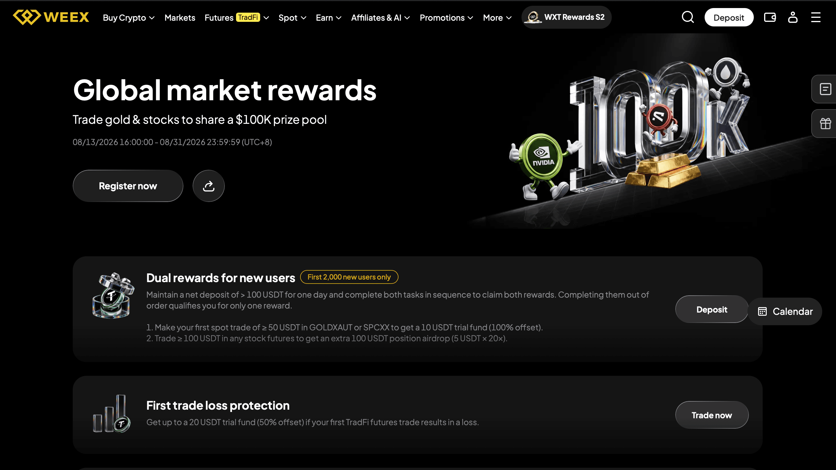 WEEX TradFi Trading Fest Season 4: Trade Gold & Stocks to Share a alt=