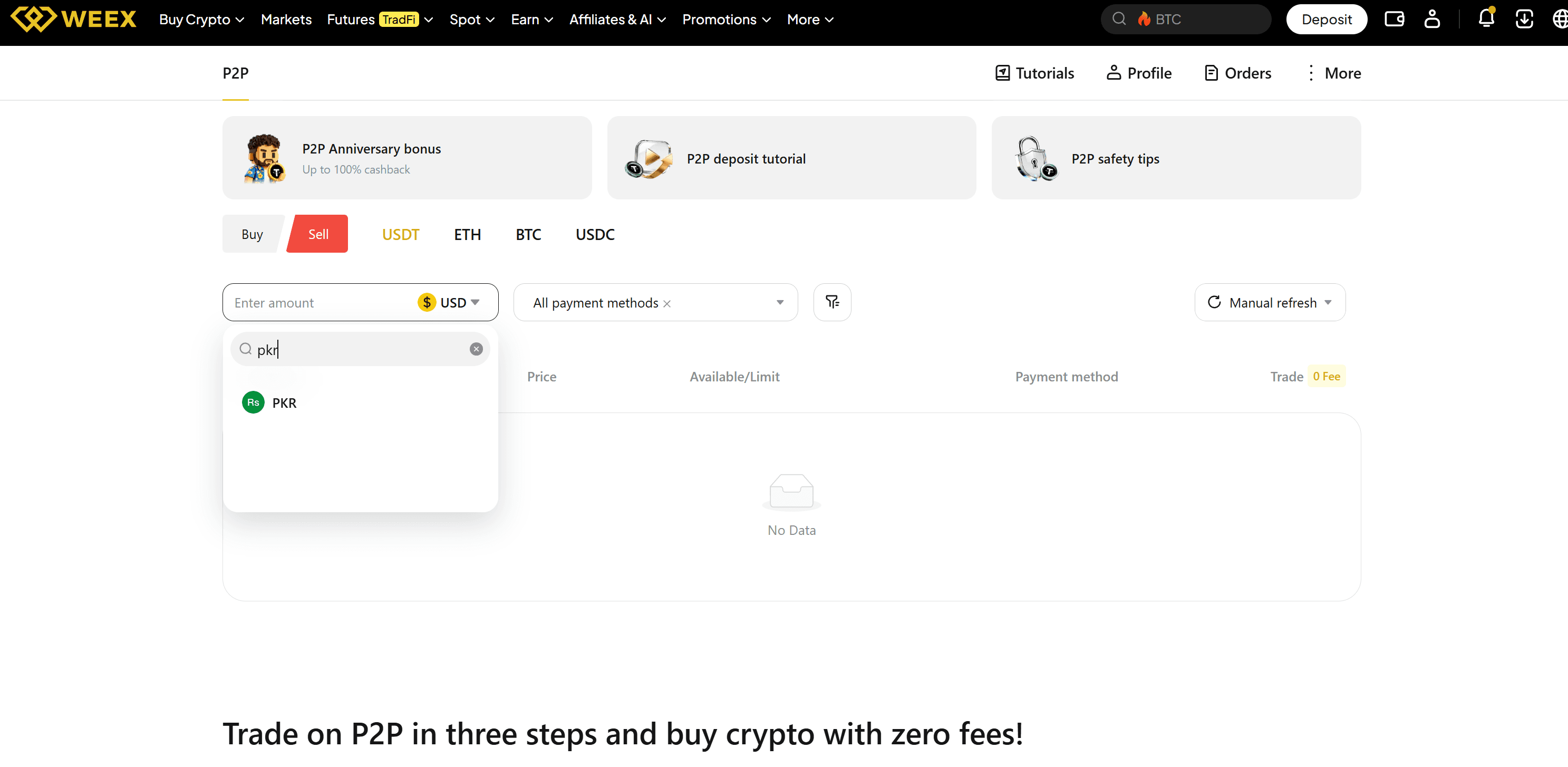 Cómo vender USDT por PKR de forma segura en WEEX P2P