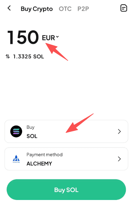 Крок 2: Як купити SOL за EUR на WEEX? Версія програми