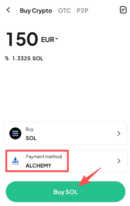 Крок 4: Як купити SOL за EUR на WEEX? Версія програми