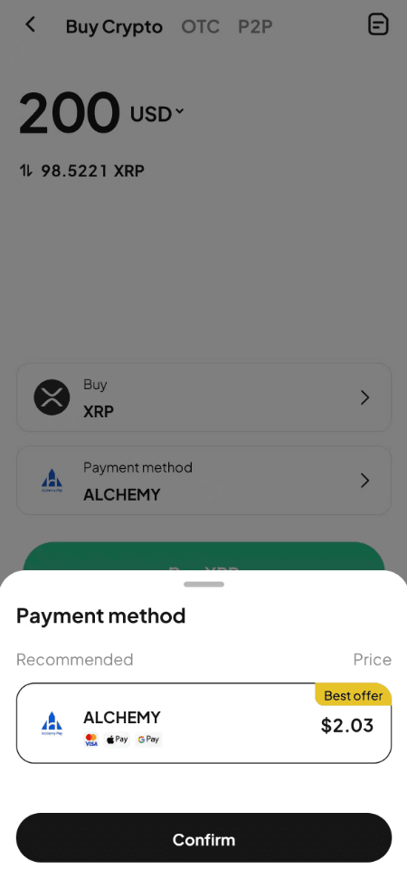 ステップ3:WEEX OTC経由でXRPを購入するには? アプリのバージョン