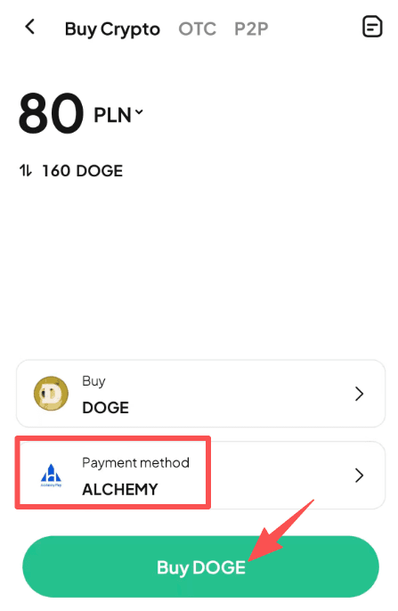 ステップ4:WEEX OTCでPLNでDOGEを購入する方法 アプリのバージョン
