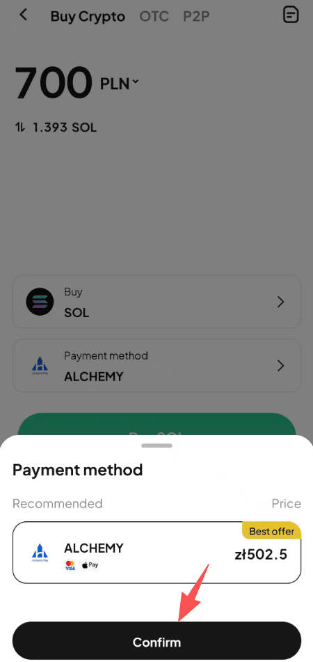 Paso 3: Cómo comprar SOL con PLN en WEEX OTC? Versión APP