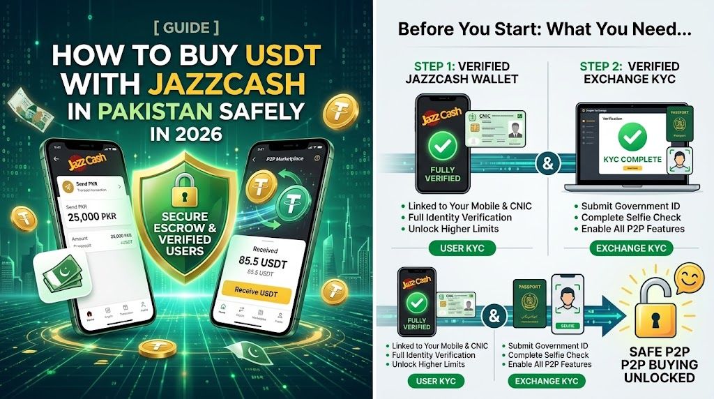 Cómo comprar USDT con JazzCash en Pakistán de forma segura en 2026